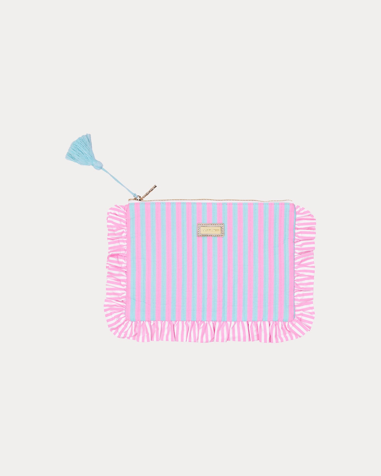 Lilly Pulitzer Pouch - Fresh Water Blue X Conch Shell Pink Stripe