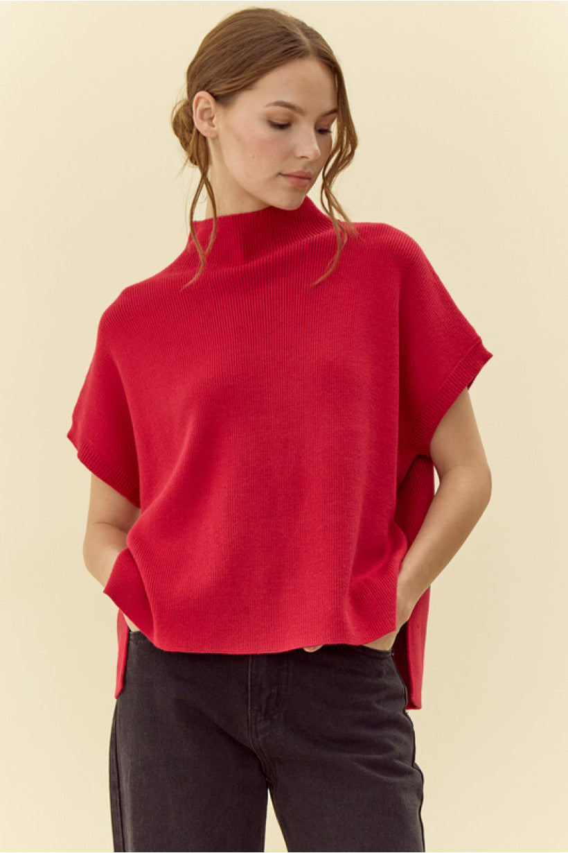 Jodifl Drop Shoulder Mock Neck Sweater Top