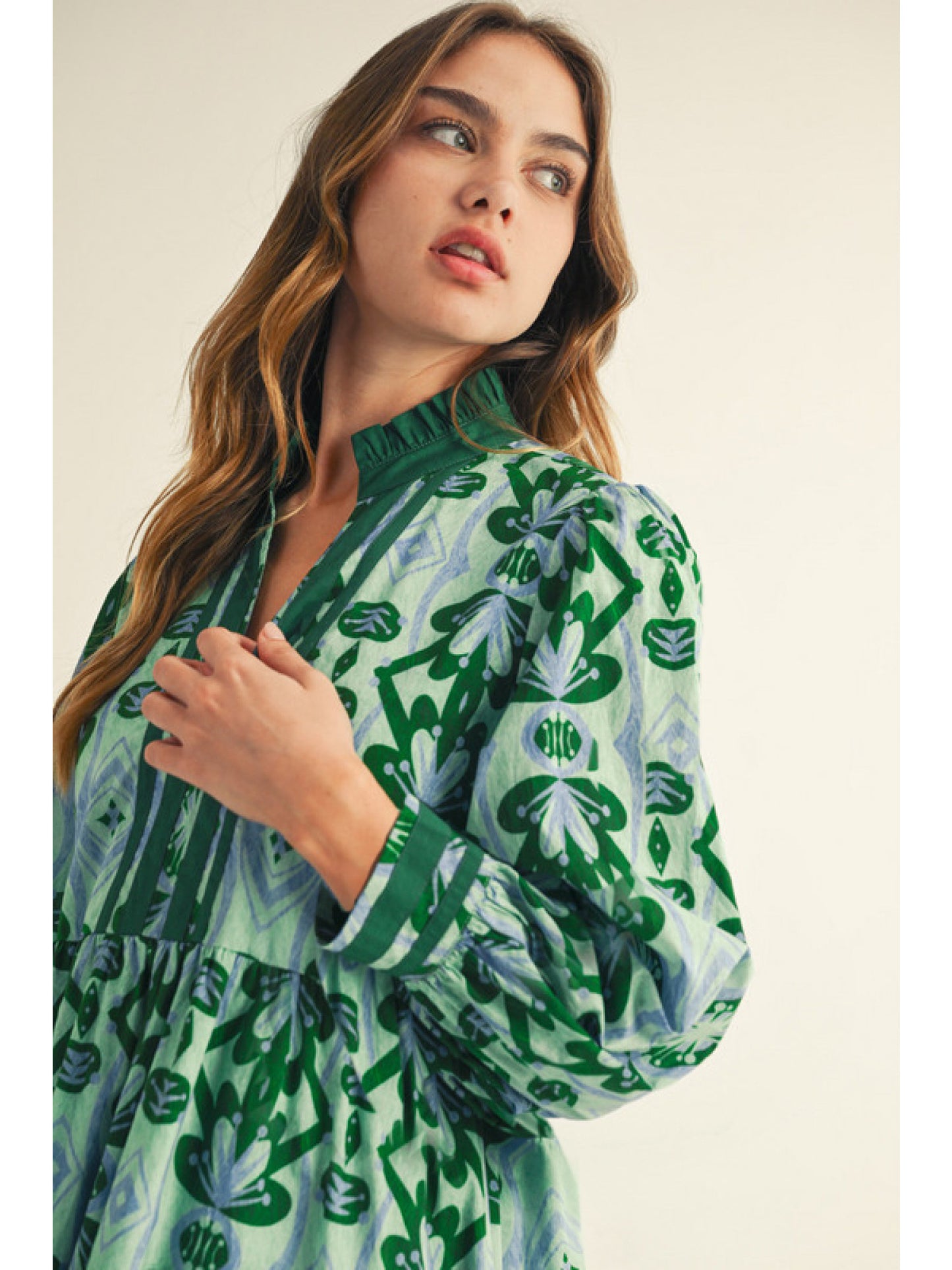 Jodifl Midi Dress with Floral Print and Caftan Detail