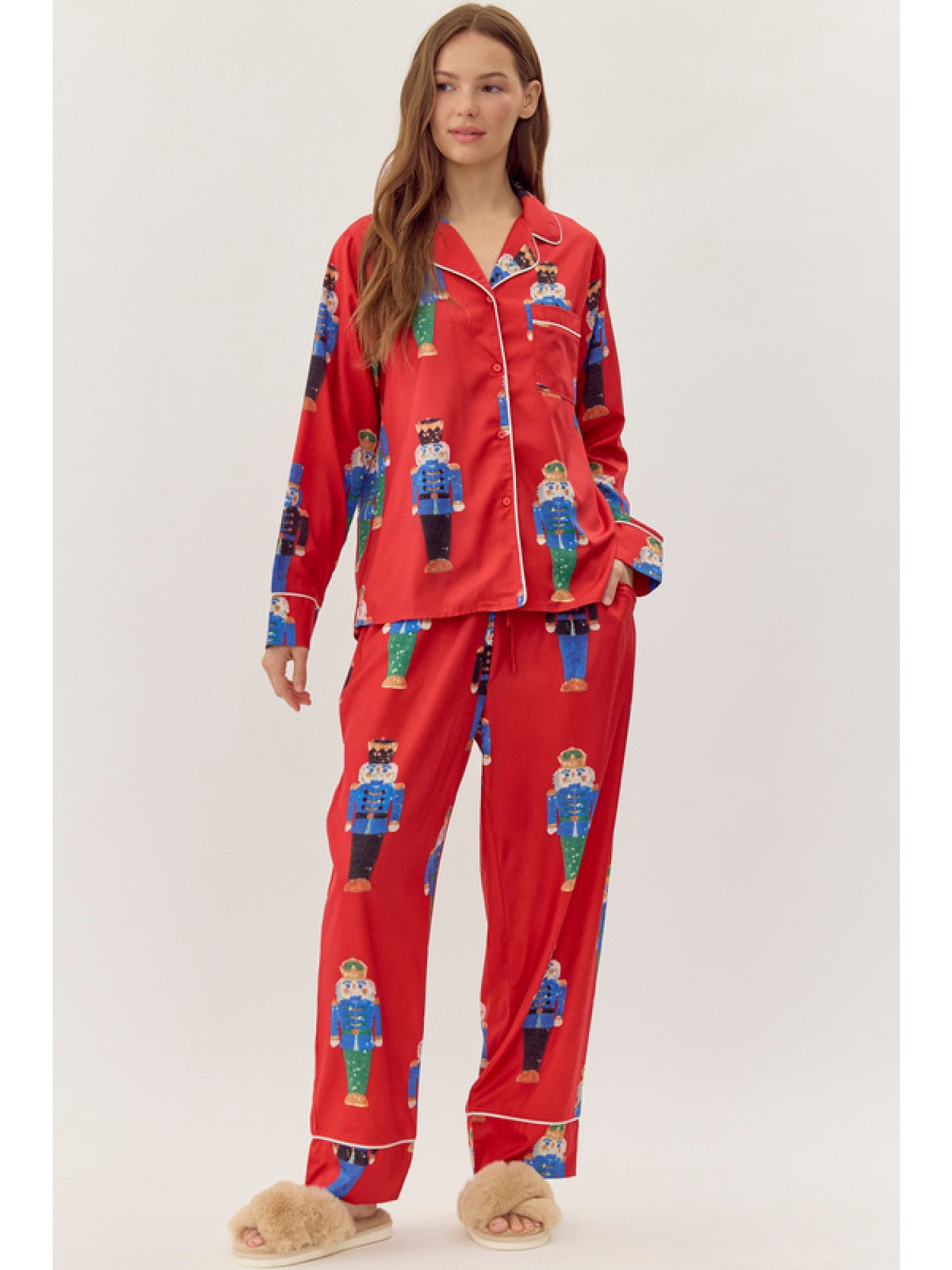 Jodifl Nutcracker Satin Red Pajamas