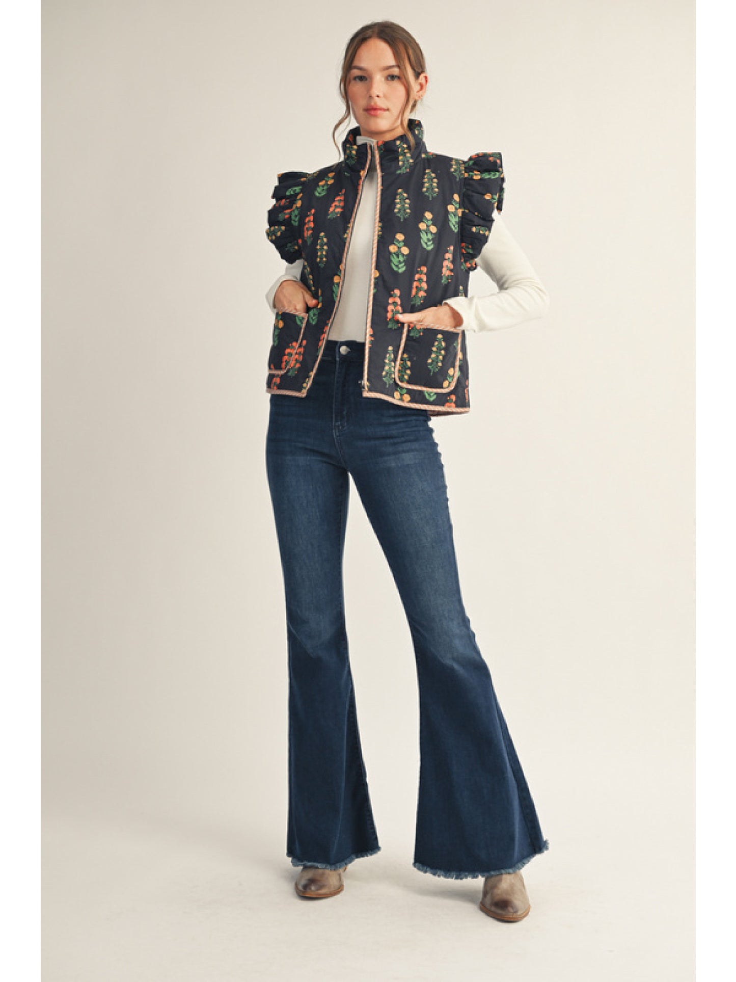 Jodifl Floral Print Puffer Vest
