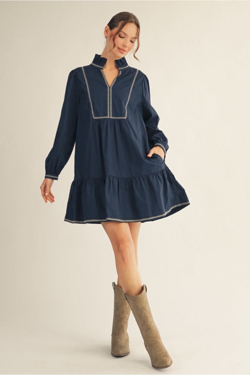 Jodifl Long Sleeve Stitched Dress