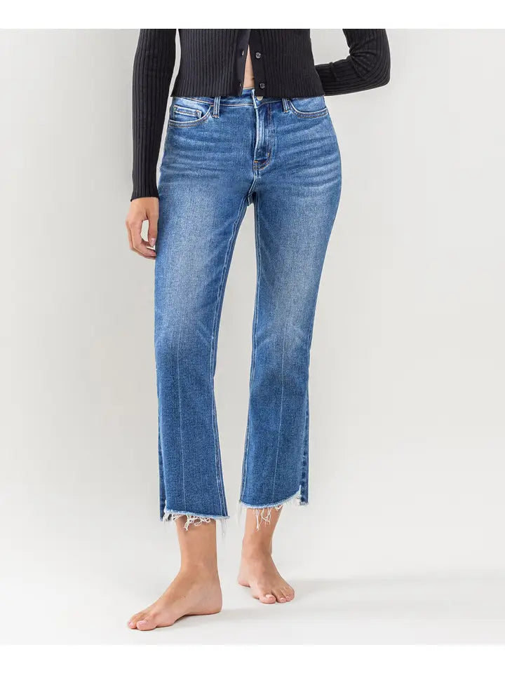 Vervet Raw Step Hem Kick Flare Jeans T5910
