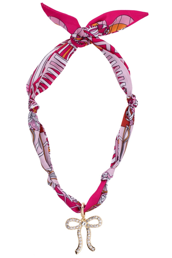 Canvas Cassie Pave Bow Scarf Necklace