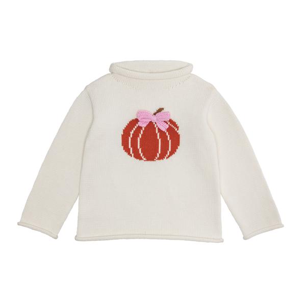 Mudpie Bow Pumpkin Rollneck Toddler Sweater