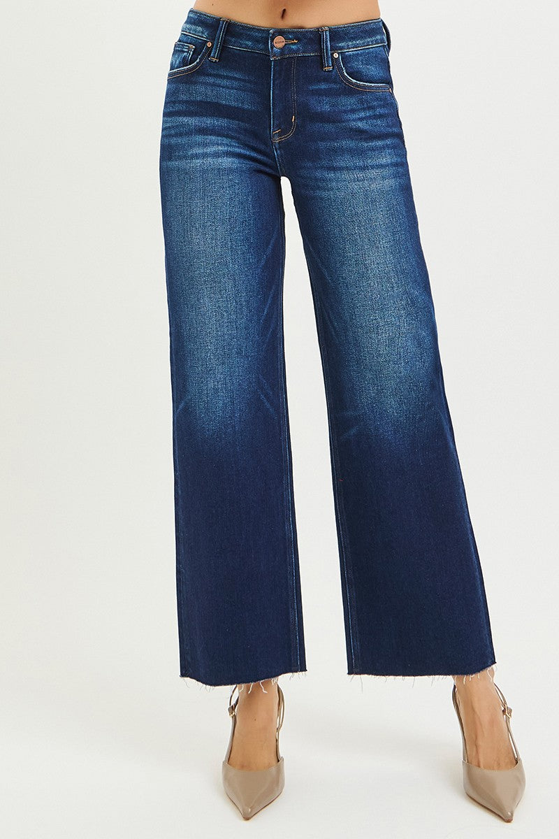 Risen Mid Rise Crop Straight Cut Hem