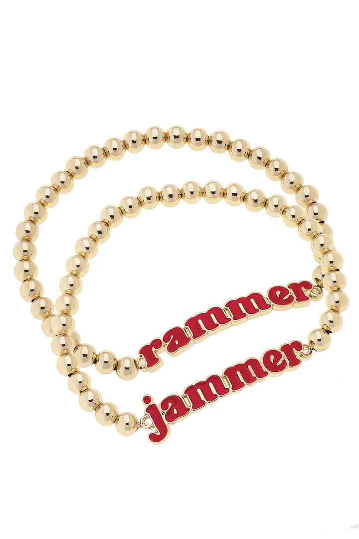 Canvas Team Slogan Ball Bead Bracelet Set