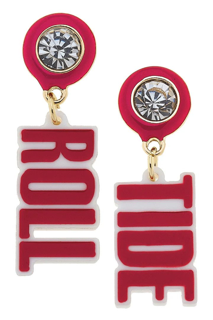 Canvas Resin Roll Tide Earrings