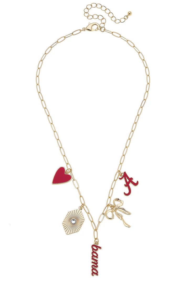 Canvas Paper Clip Charm Team Necklace
