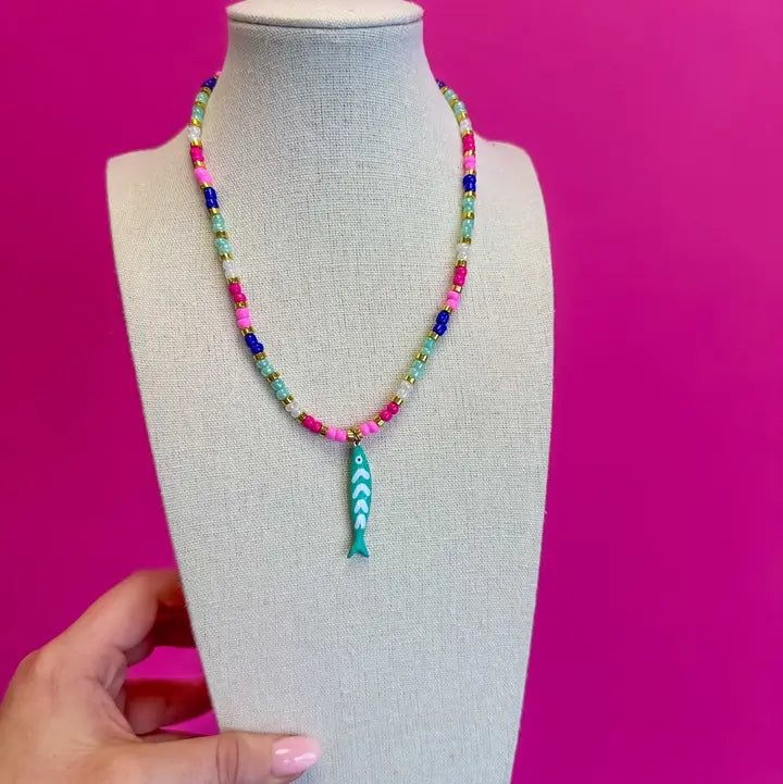 Multi Bead Fish Necklace