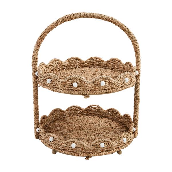 Mudpie Scalloped Woven Tiered Server