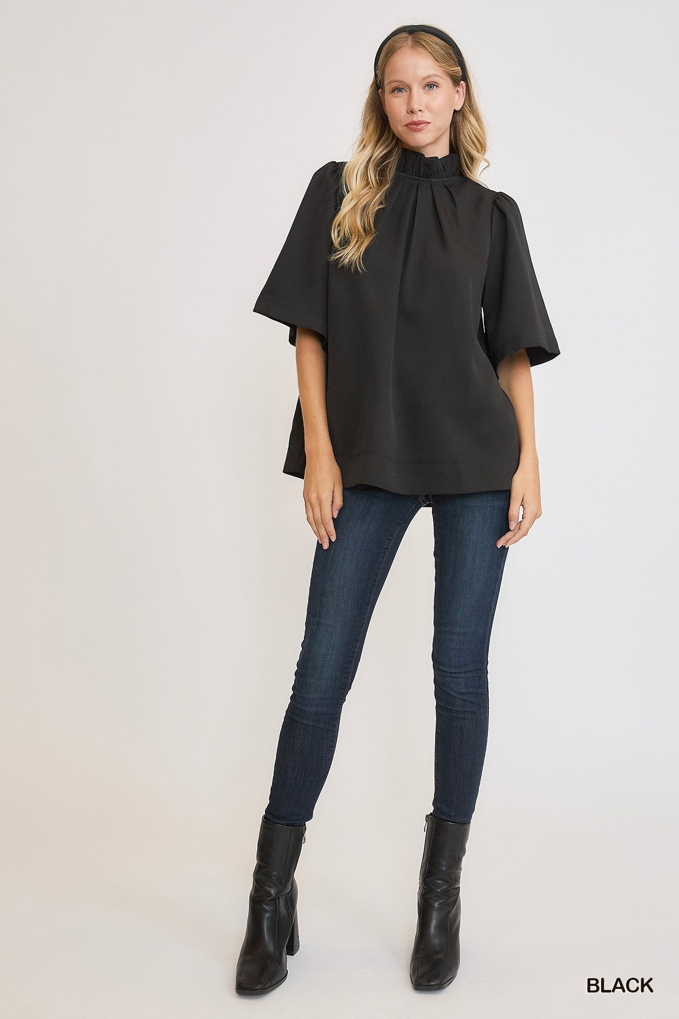 BF Umgee Bell Sleeve Top with Back Bow Tie