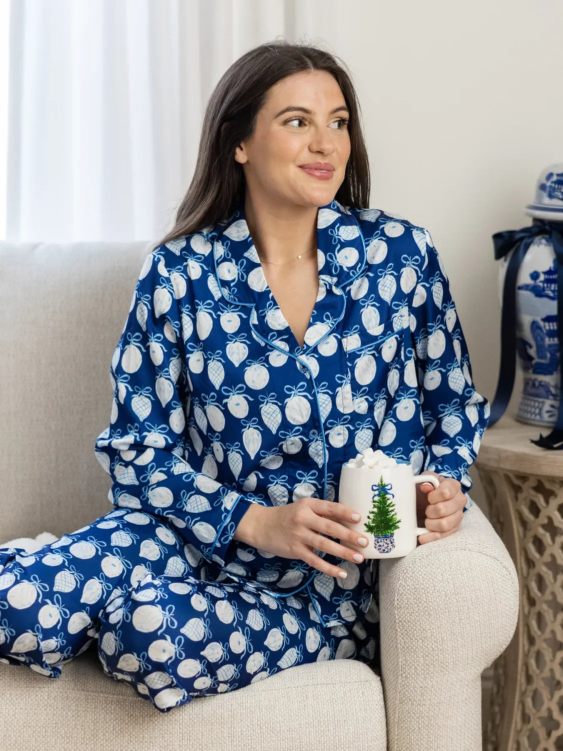 Mary Square "Twas The Night" Satin Charlotte Pajama Set