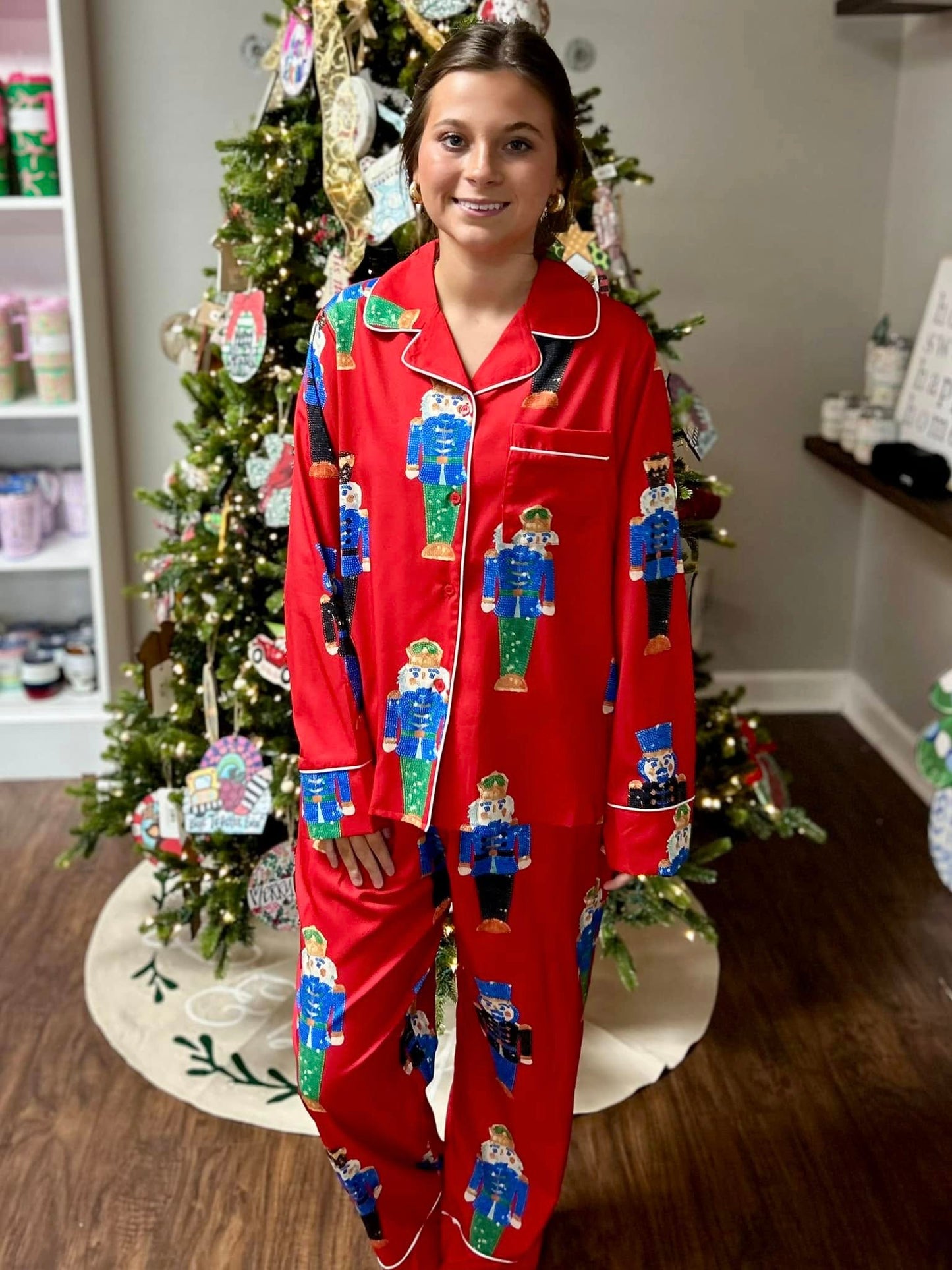 Jodifl Nutcracker Satin Red Pajamas