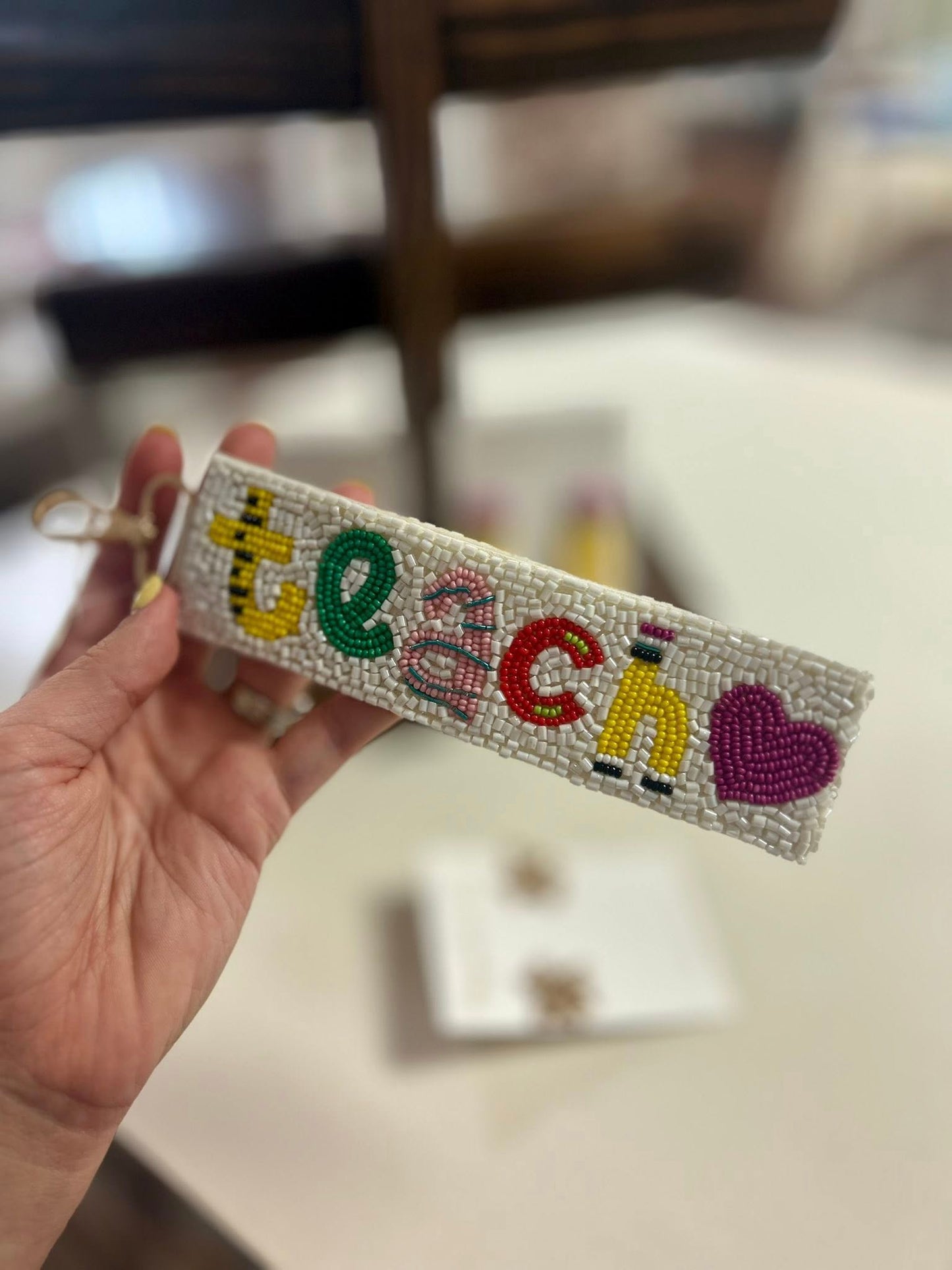 GS Beaded Teacher Keychain