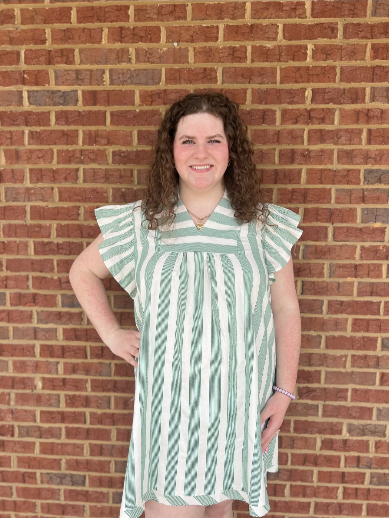 Umgee Plus Stripe Dress with Smock Sleeve
