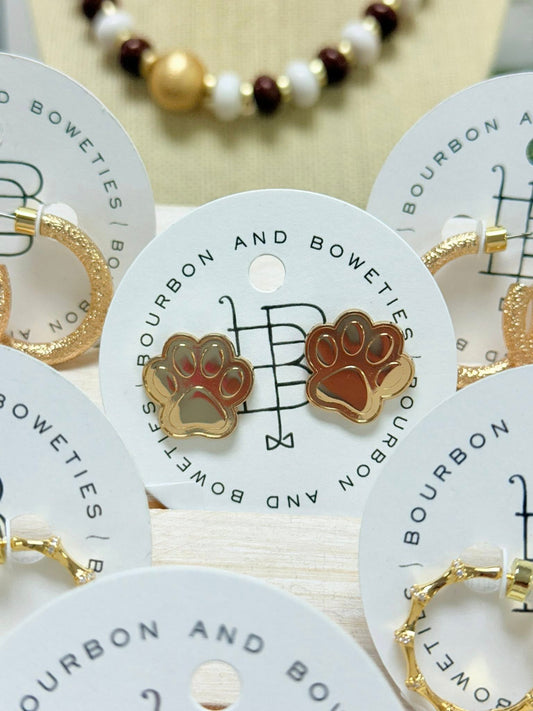 Bourbon & Bowties Gold Paw Stud Earrings