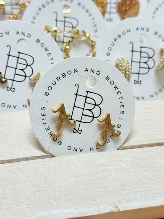 Bourbon & Bowties Alabama Initial Earrings