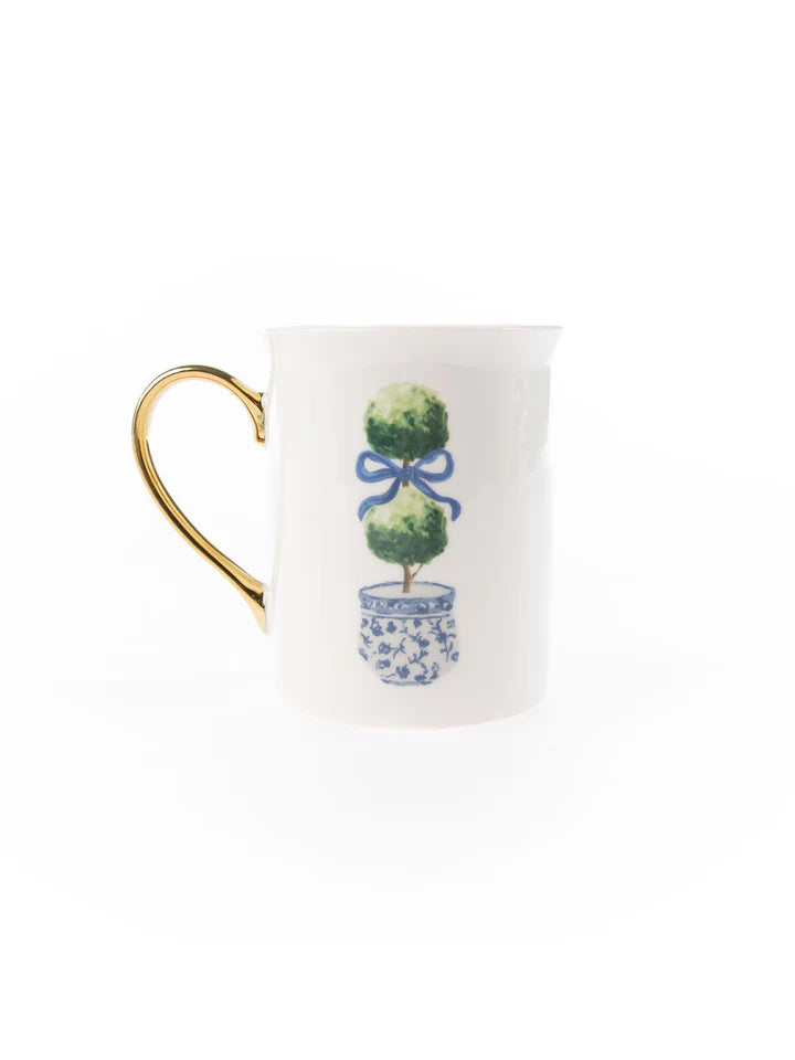 Mary Square Topiary Gold Handle Mug