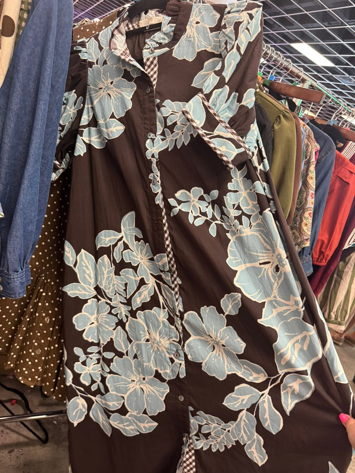 Entro Brown and Blue Floral Midi