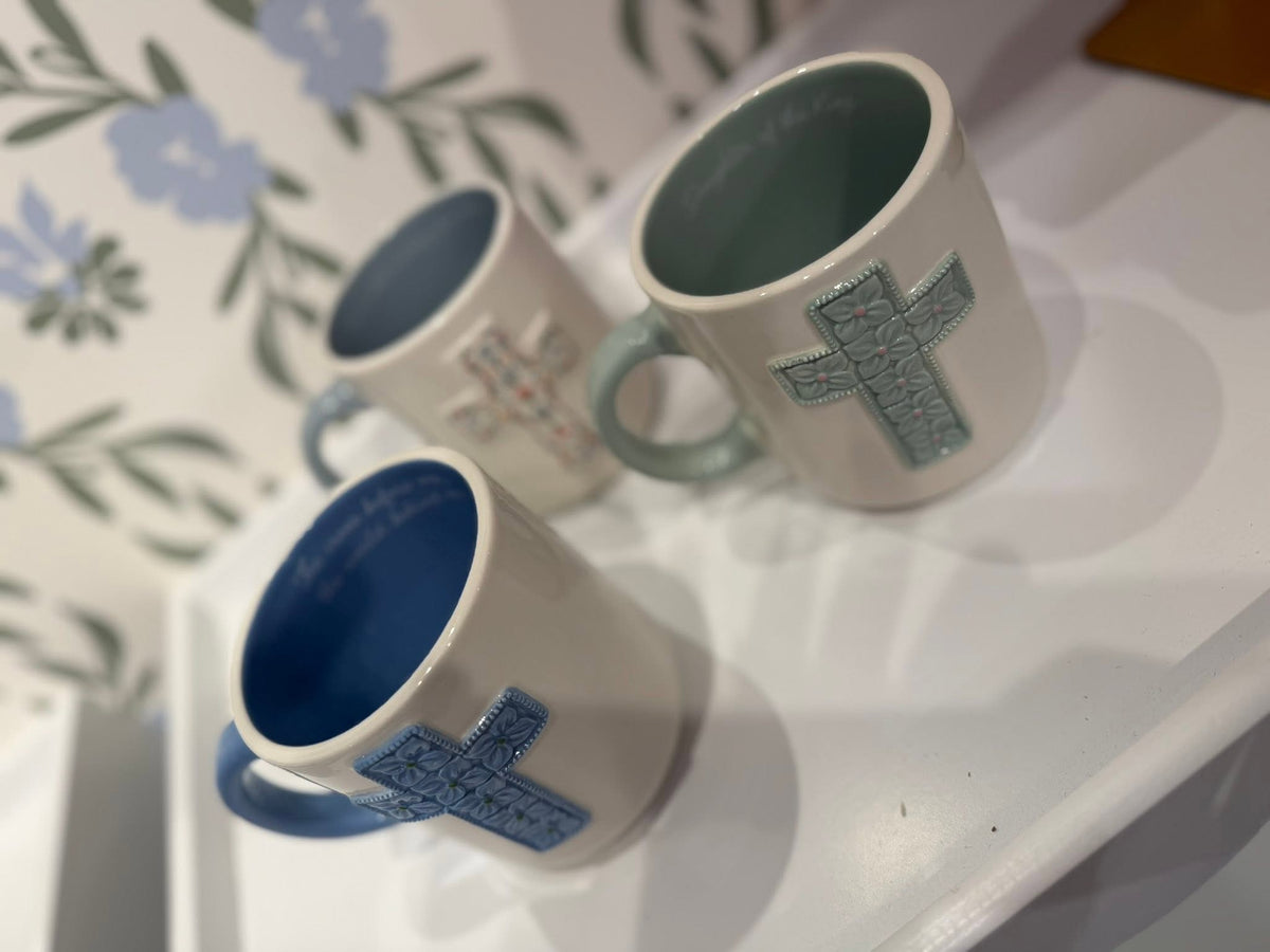 Mary Square Cross Sculpted Mug