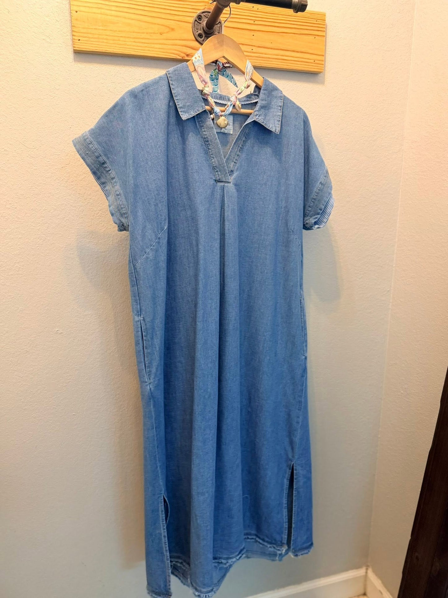 Umgee Washed Denim Collar Dress