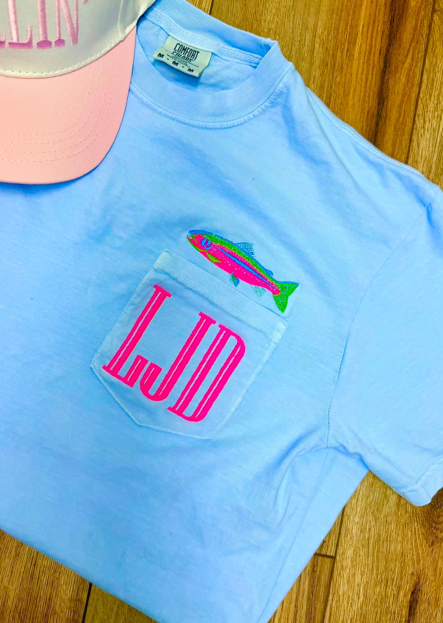 Fish Pocket Tee Comfort Color Embroidery