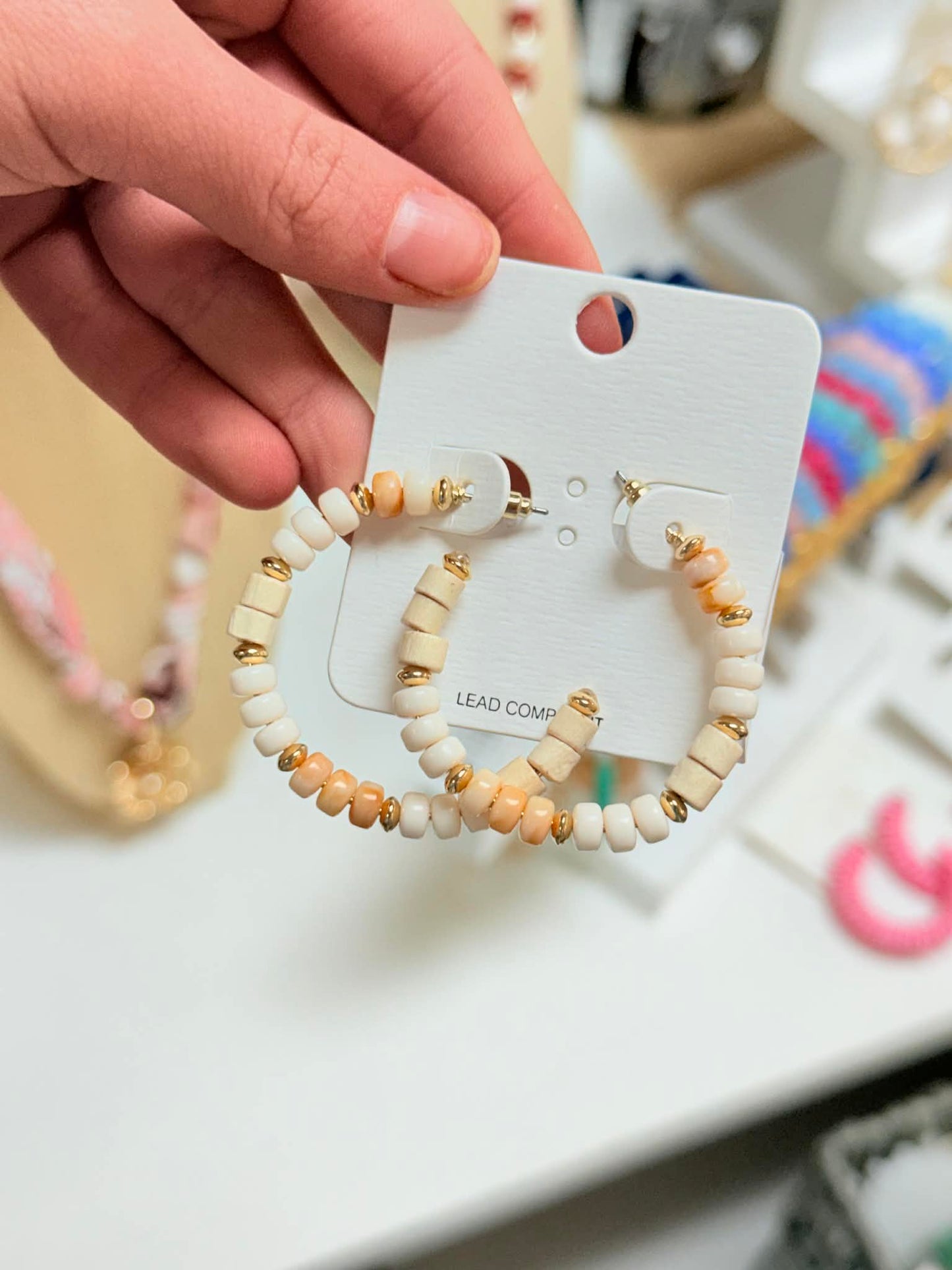 GS Ivory Multi-Beaded Hoops