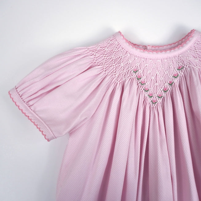 Marcela Rose Smocked Pink Bubble