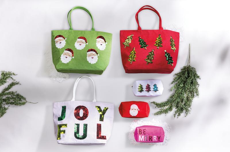 Mudpie Holiday Sparkle Tote Bags