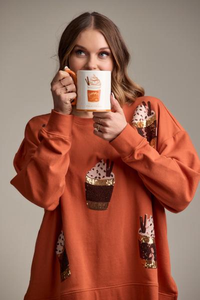 Mudpie Fall Sparkle Coffee Sweatshirt