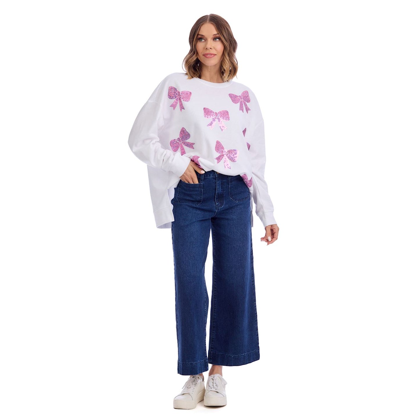 Mudpie Bow Sparkle Sweatshirt