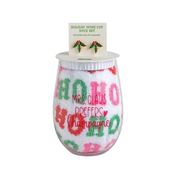 Mudpie Holiday Cup Gift Set with Earrings + Socks