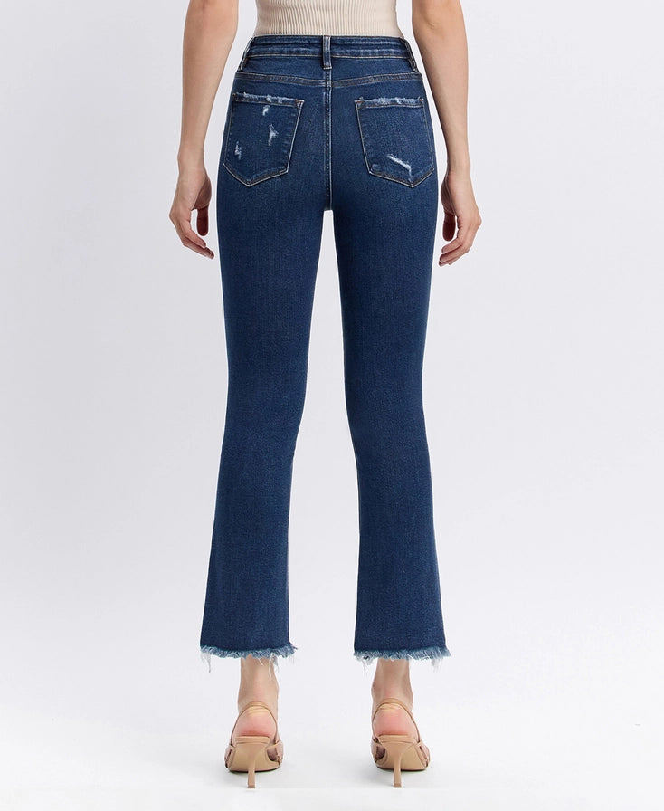 Vervet Distressed Hem Kick Flare Jeans T5414