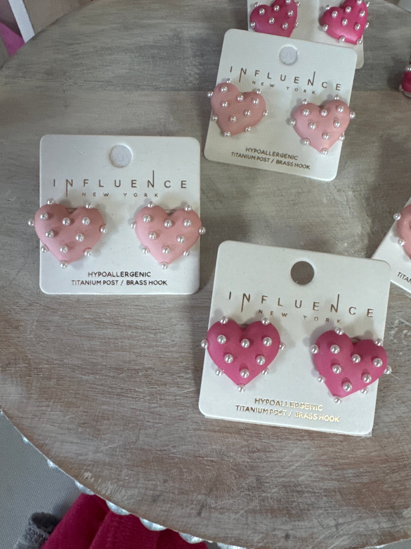 GS Pearl Paved Heart Studs