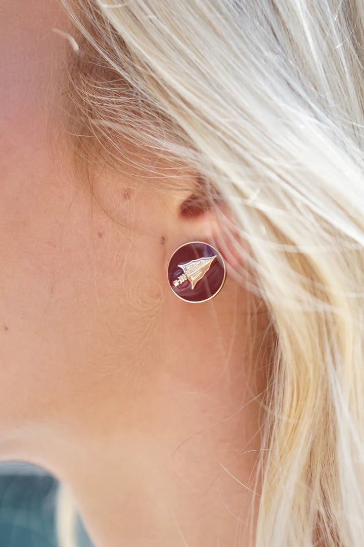 Canvas Team Circle Stud Earrings