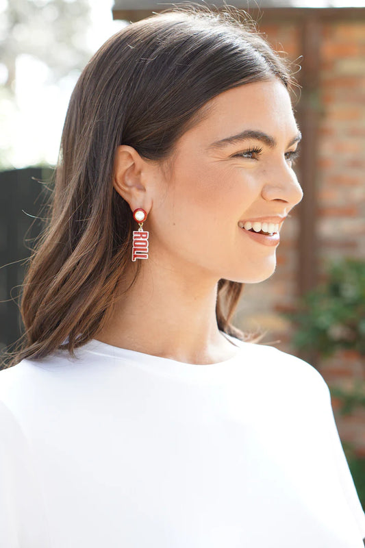 Canvas Resin Roll Tide Earrings