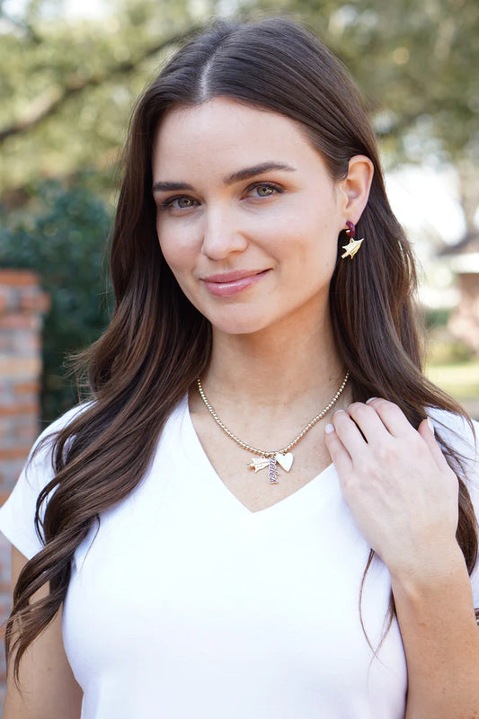 Canvas Gameday Ball Bead Charm Necklace