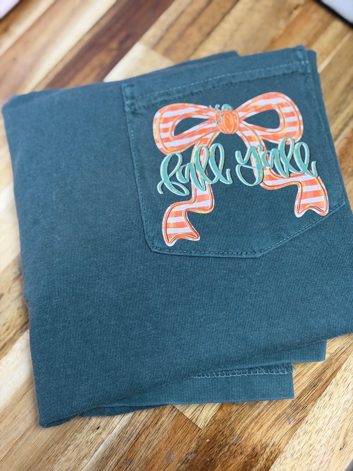 Comfort Color Fall Y'all Bow Pocket Tee