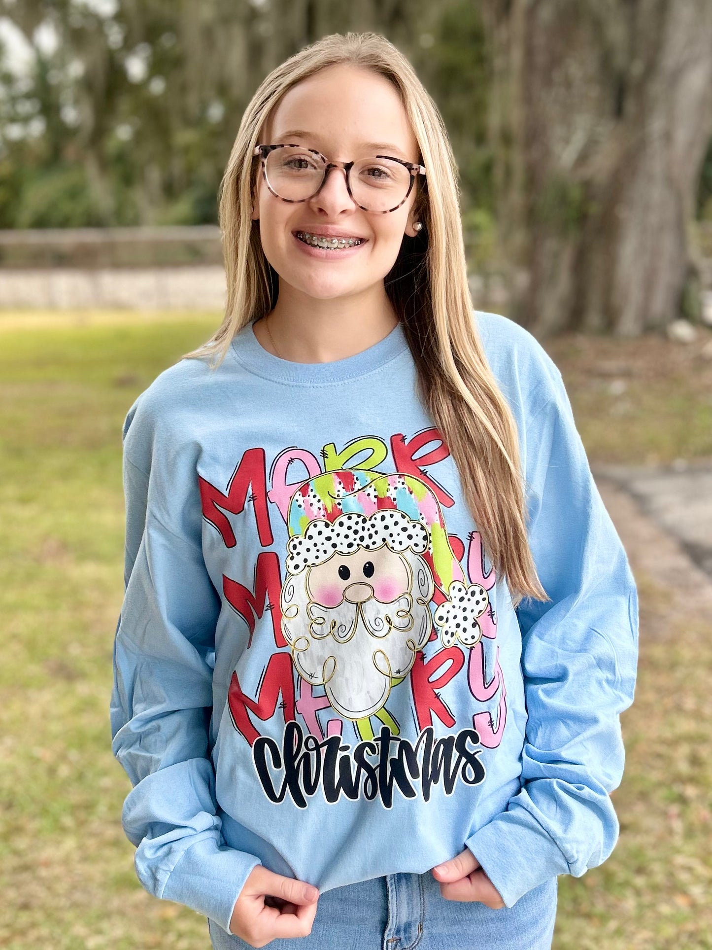 Sublimated Tee - Merry Merry Merry Christmas Santa