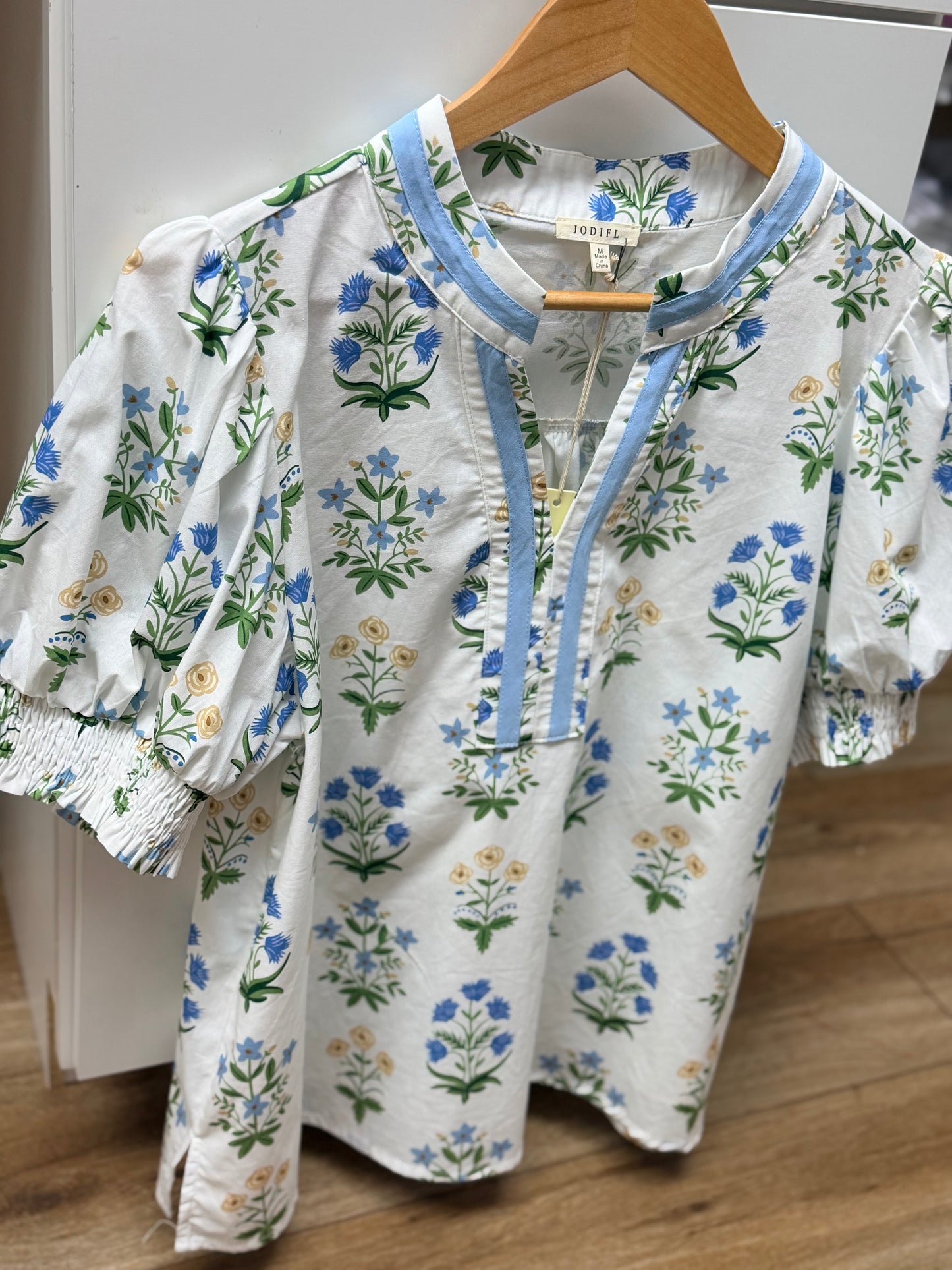 Jodifl Off White Caftan Top with Flowers