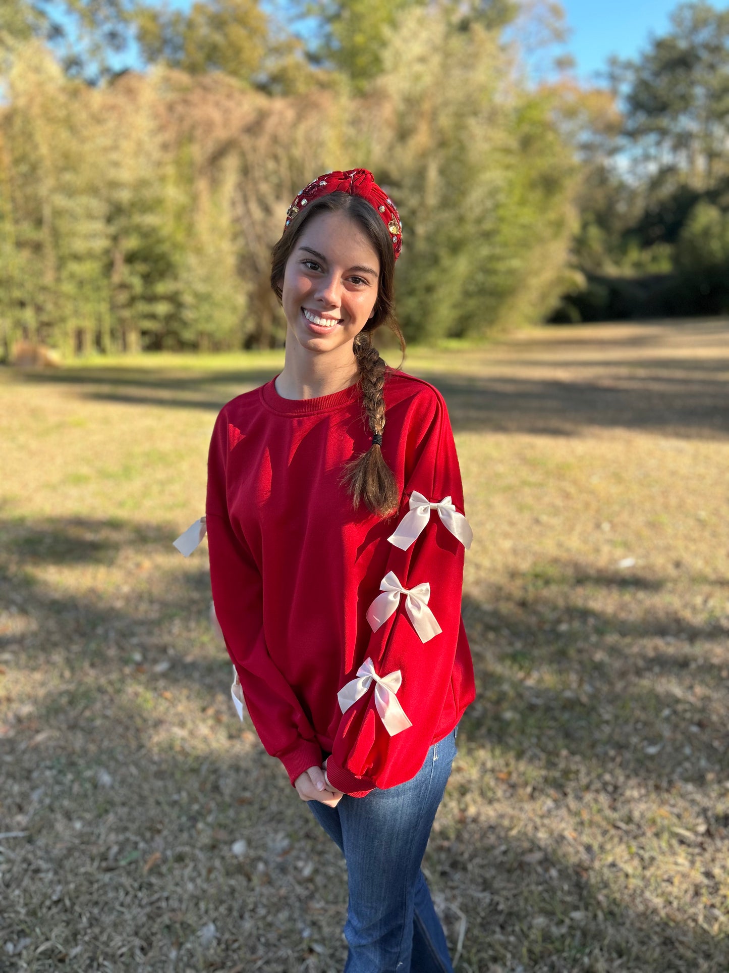 Aapparella Red Sweatshirt with Bow Details