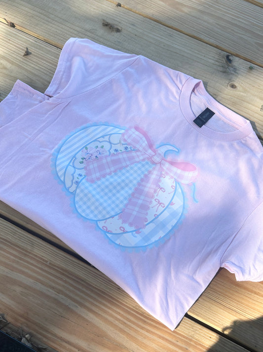 Light Pink Tee with Floral Lace Pumpkin