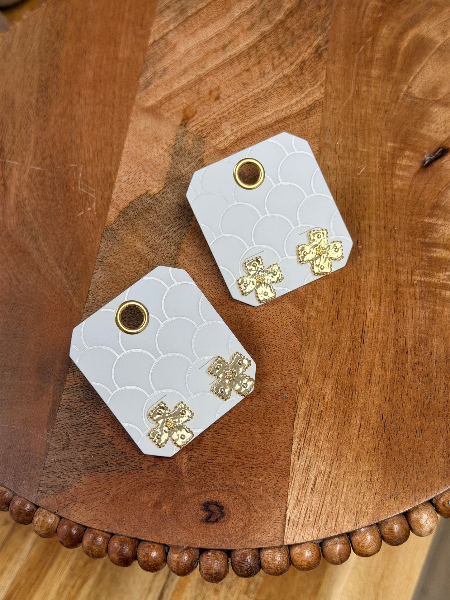 Textured Cross Studs
