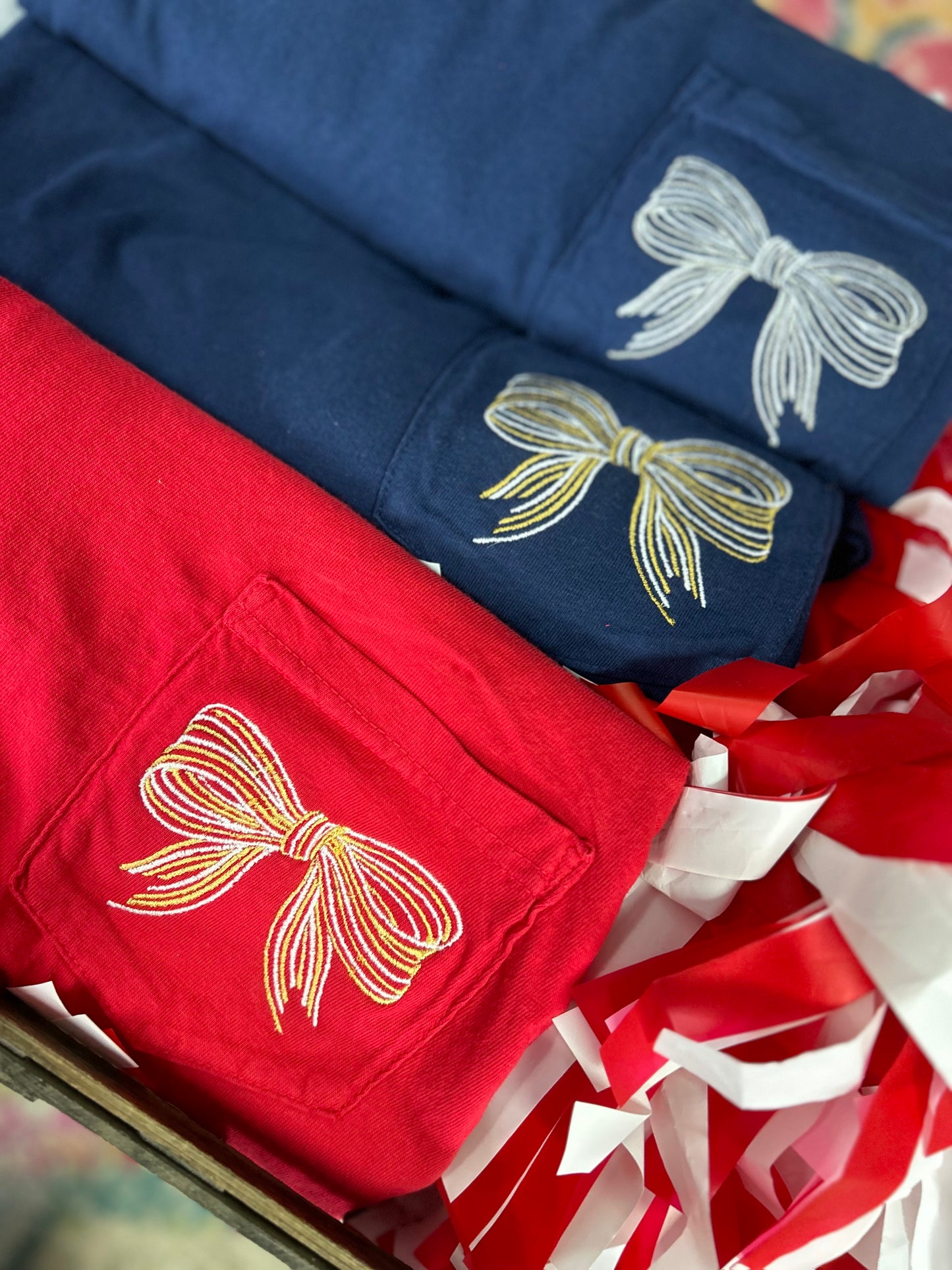 Comfort Color Football Team Bow Embroidery