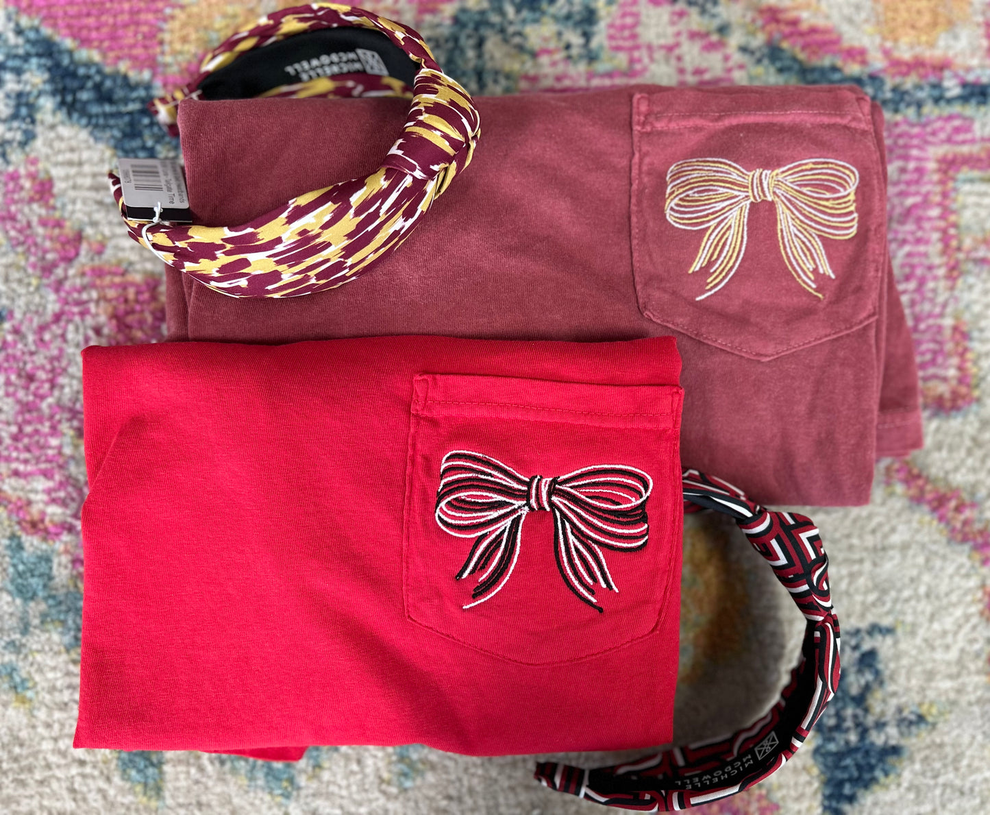 Comfort Color Football Team Bow Embroidery