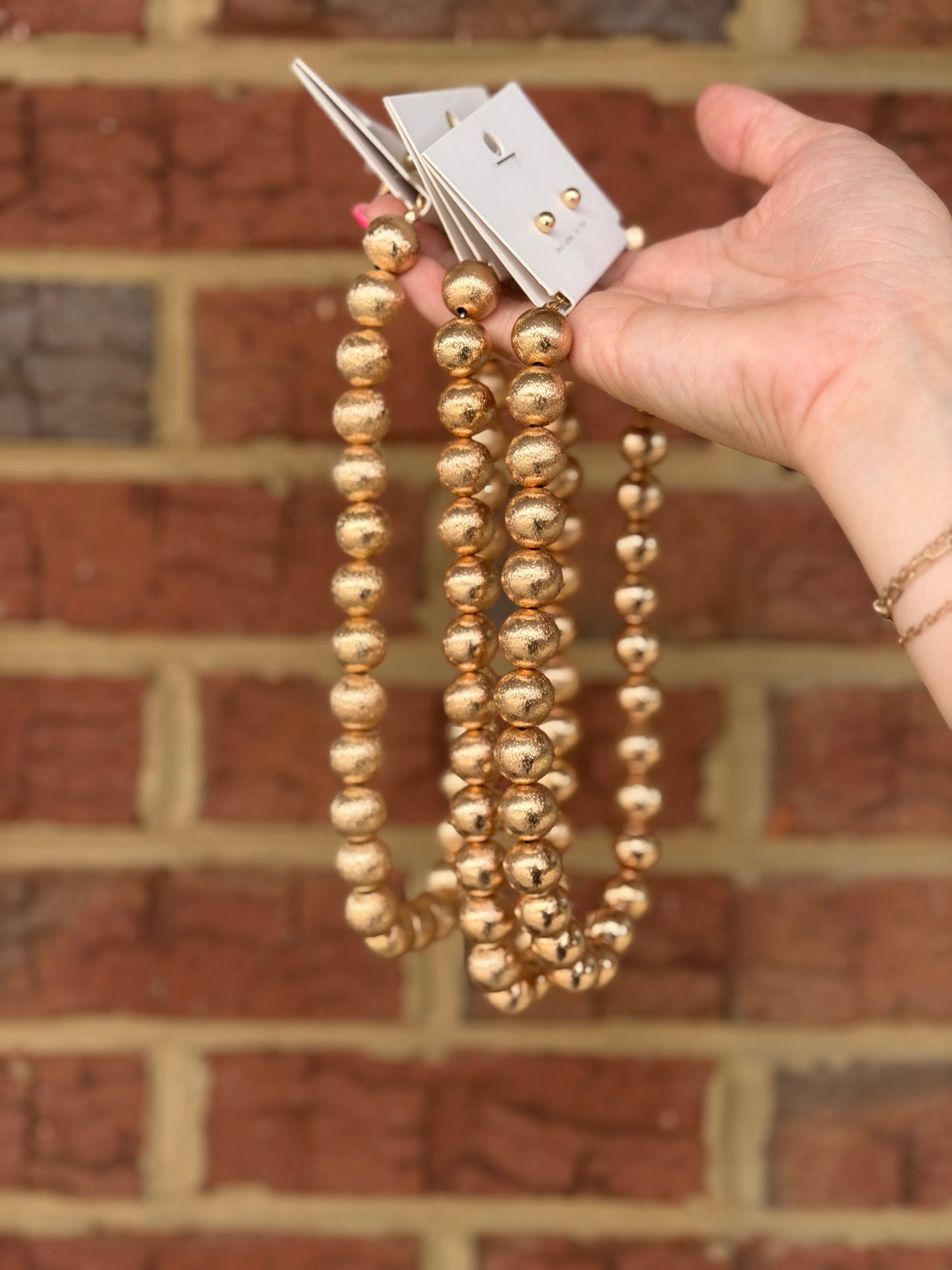 Brushed Gold Ball Necklace