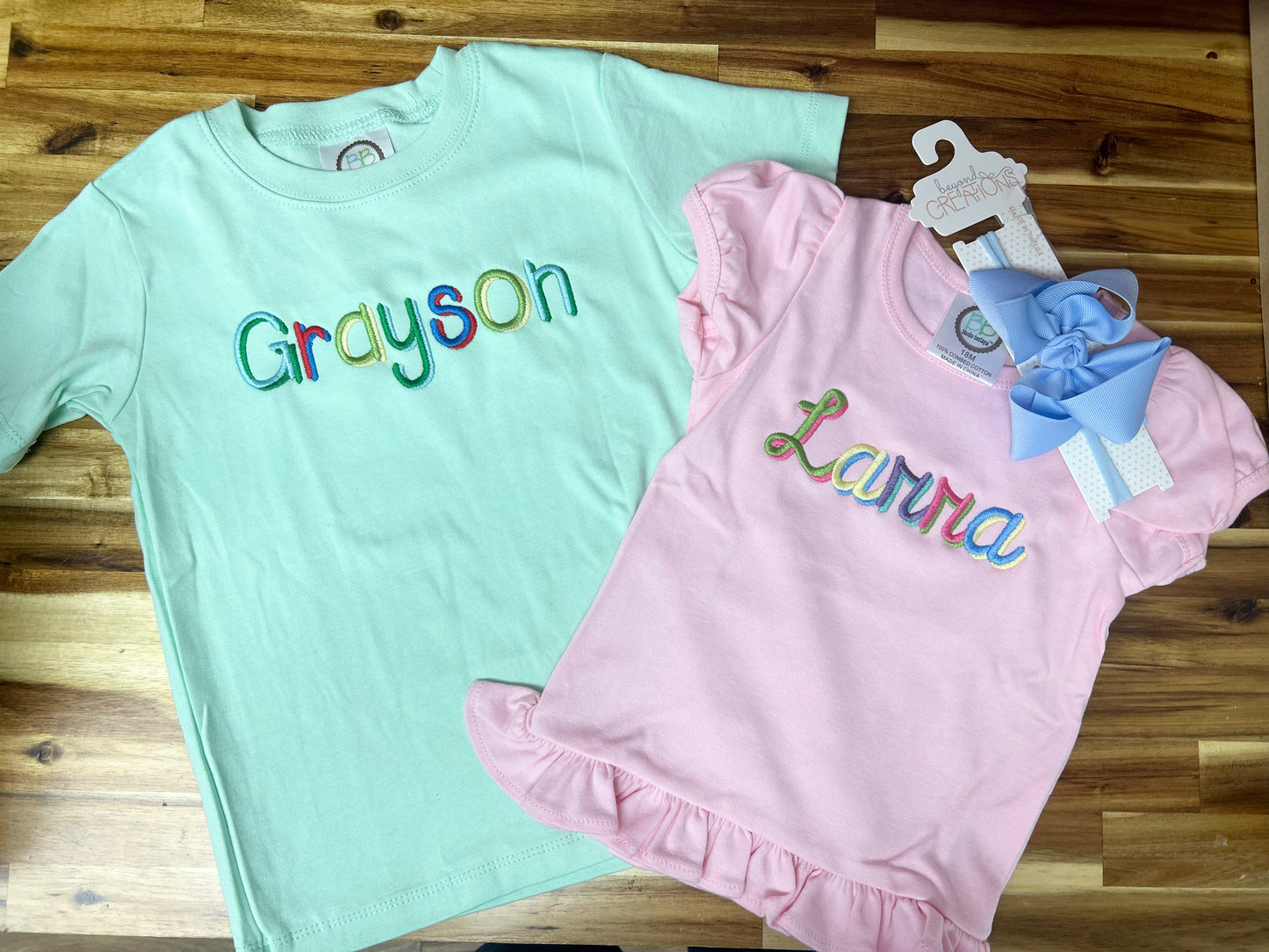 Embroidery Rainbow Name Shirts