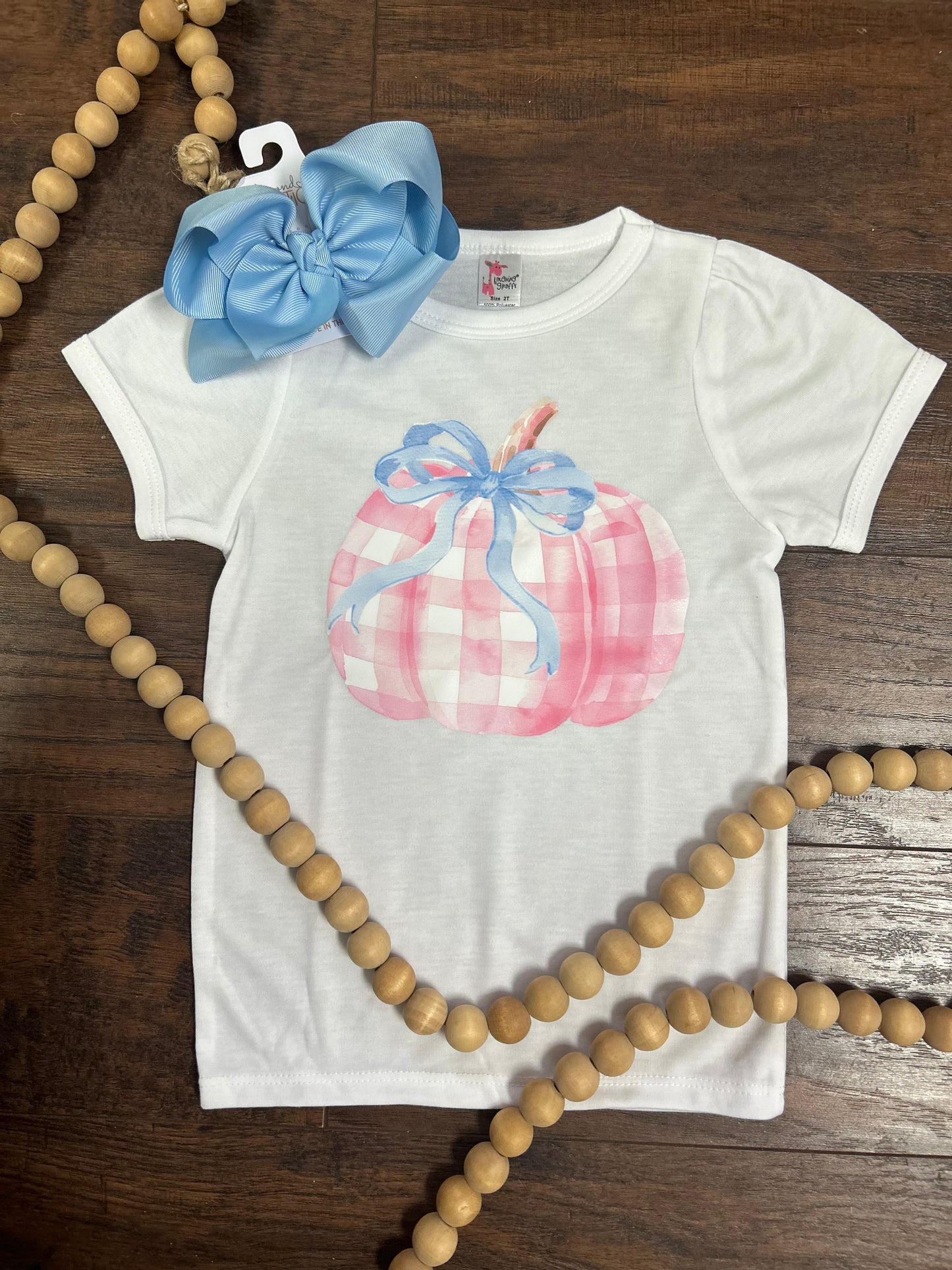 Sublimation Tee - Pink Gingham Pumpkin