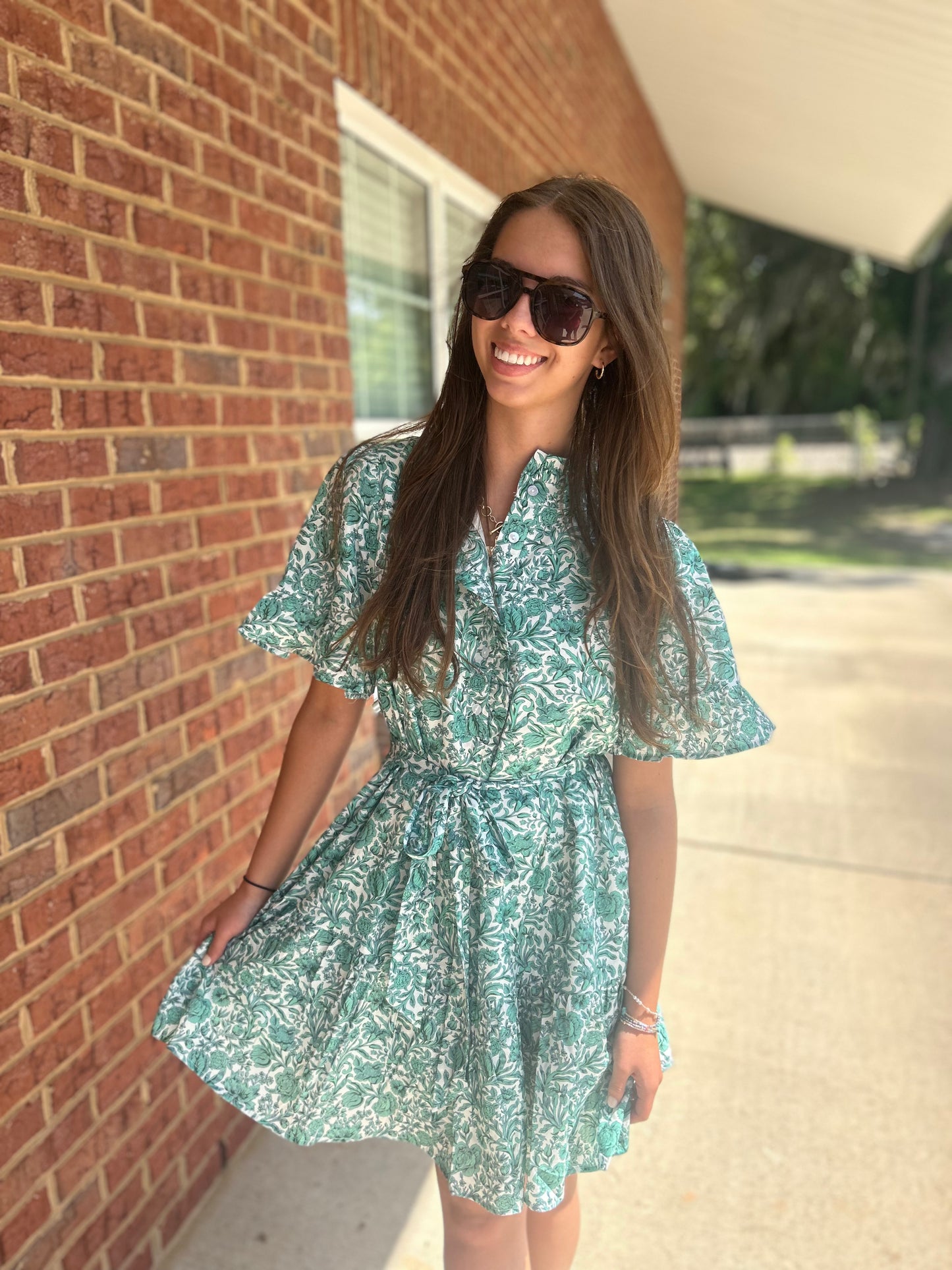 Entro Floral Ruffle Accent Mini Dress